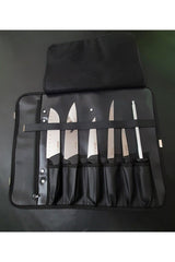 Black Chef Roll Bag Leather Knife Carrying Case