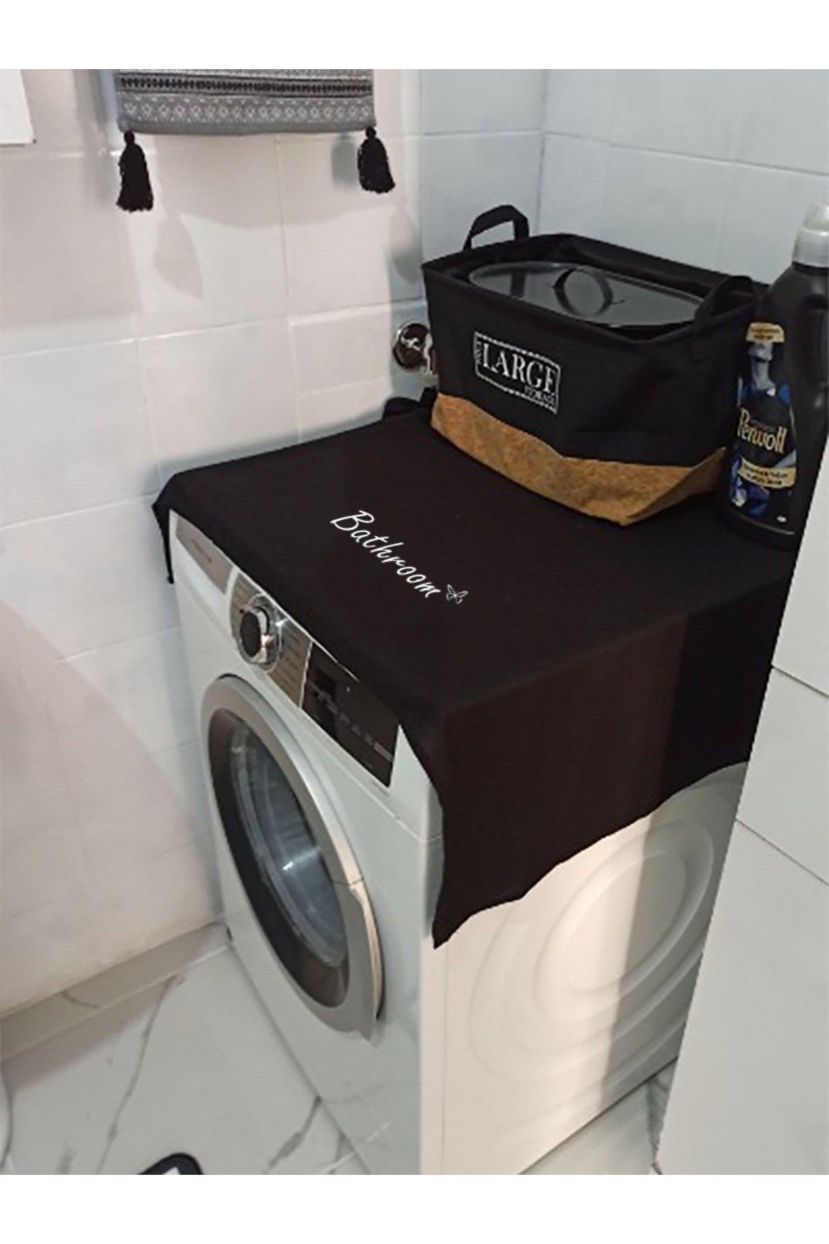 Black Washing Machine Cover Bathroom Printed - Swordslife
