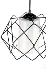 Black Design White Mica Glass Multi Square Chandelier