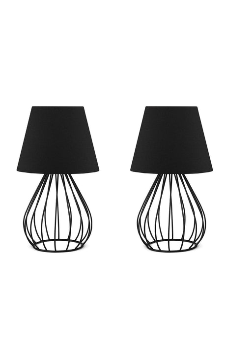 Black Fabric Metal Body Double Lampshade Set