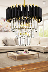 Black Gold Palmira 35" Crystal Stone Luxury Chandelier - Swordslife