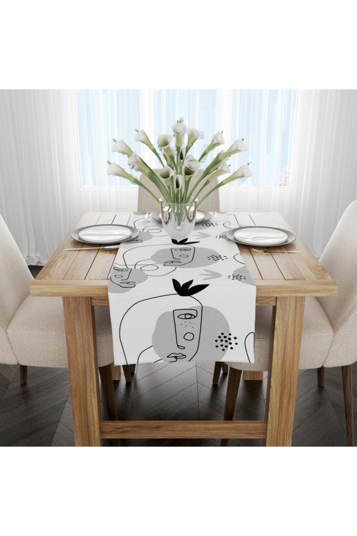 Black Gray Modern Figure Patterned Runner - Cgh246-rn - Swordslife