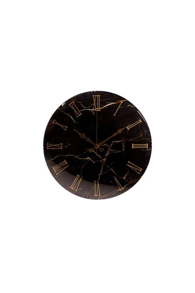 Black Marble Bombe Glass Wall Clock - Swordslife