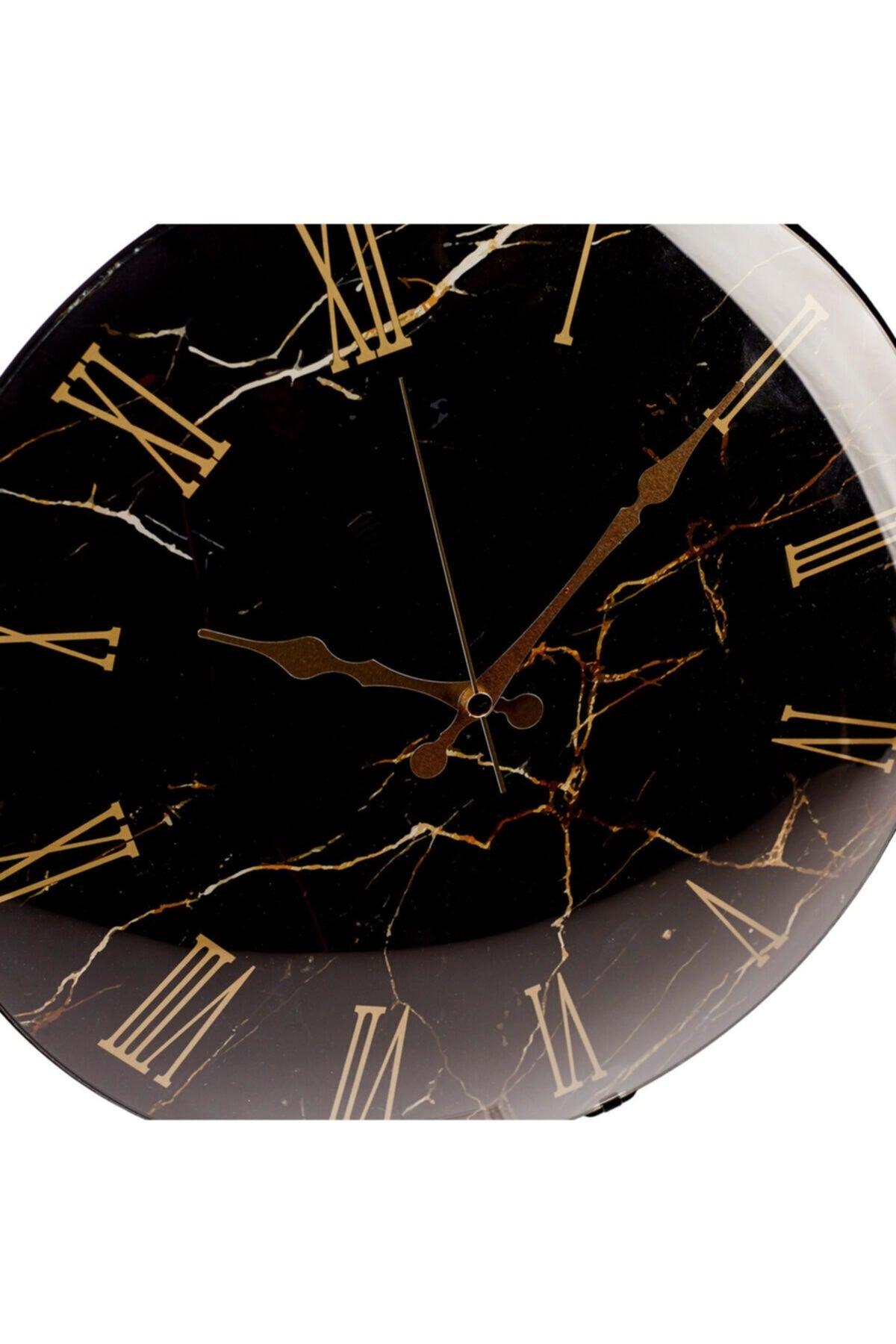 Black Marble Bombe Glass Wall Clock - Swordslife