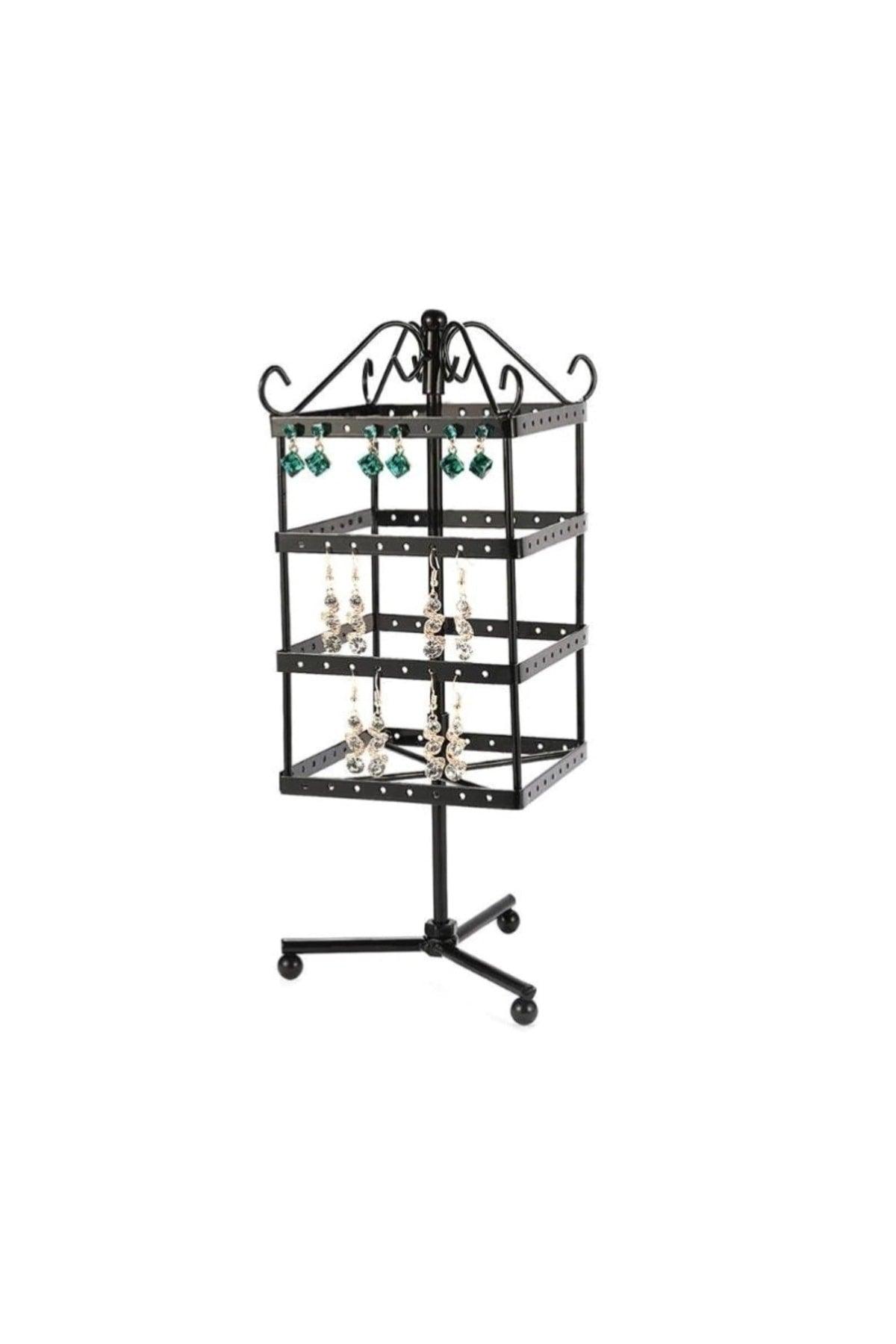 Black Metal 4 Tiers Rotating Ladies Earring Stand