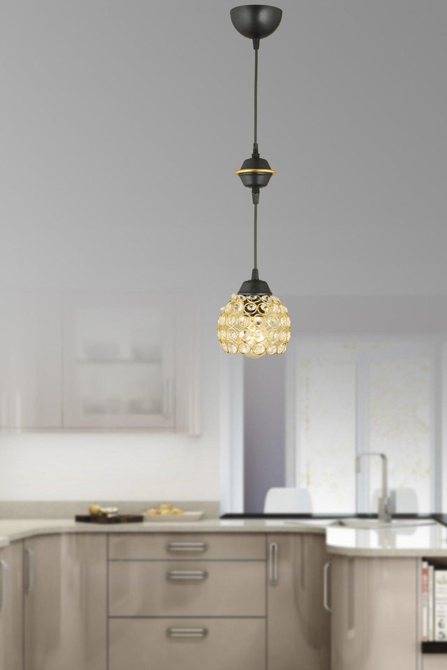 Black Single Crystal Downward Facing Luxury Chandelier