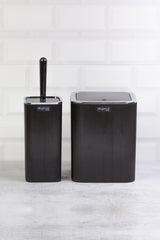 Black Striped Chrome 2 Pcs Wc Bucket And Brush Set