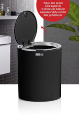 Black Striped Round Dustbin