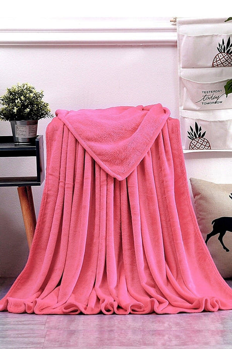 Blanket Pink Double Wellsoft Plush Blanket Fleece Tv/TV Blanket 170x230cm - Swordslife