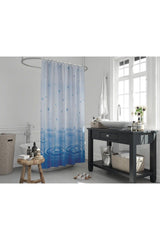 Blue Bath Curtain-drop Pattern Bathroom Curtain, Lux Blue Water Droplet Shower Accessory Curtain 180x200cm - Swordslife