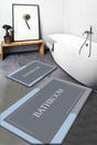 Blue Gray Bath Written Washable Non-Slip Base