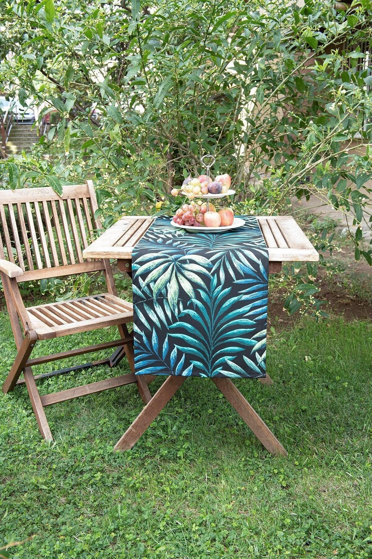 Blue Green Leafy Duck Fabric Runner/table Cover - Swordslife