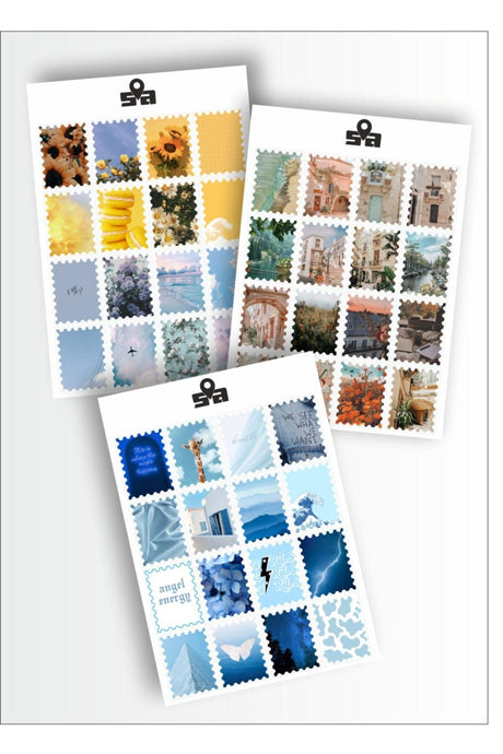 Blue Life Stamp Shaped Sticker Label Set