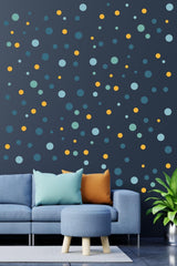 Big and Small Round Shape Wall in Blue Tone