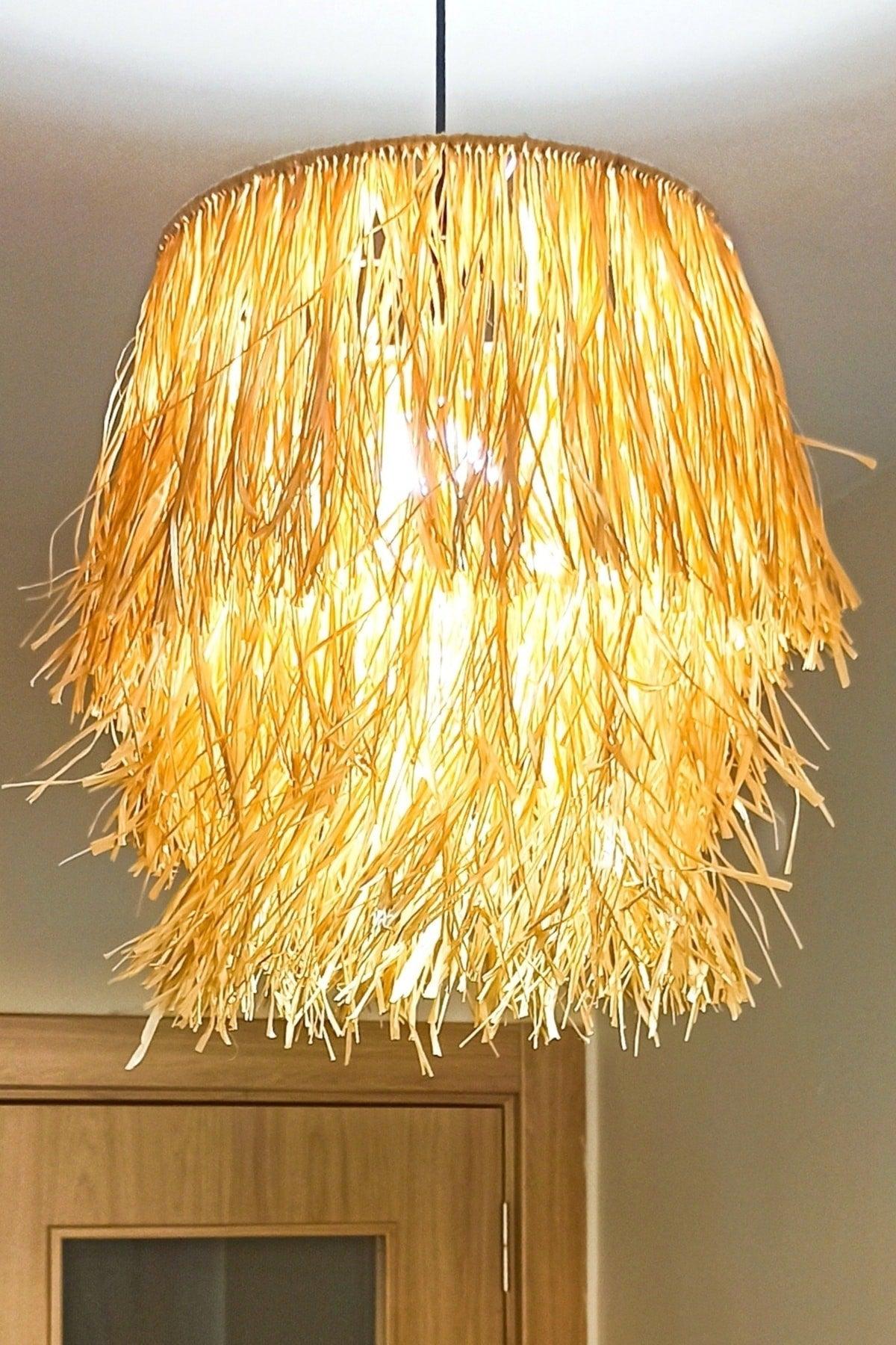 Bohemian Fringed Straw Raffia Chandelier - Swordslife