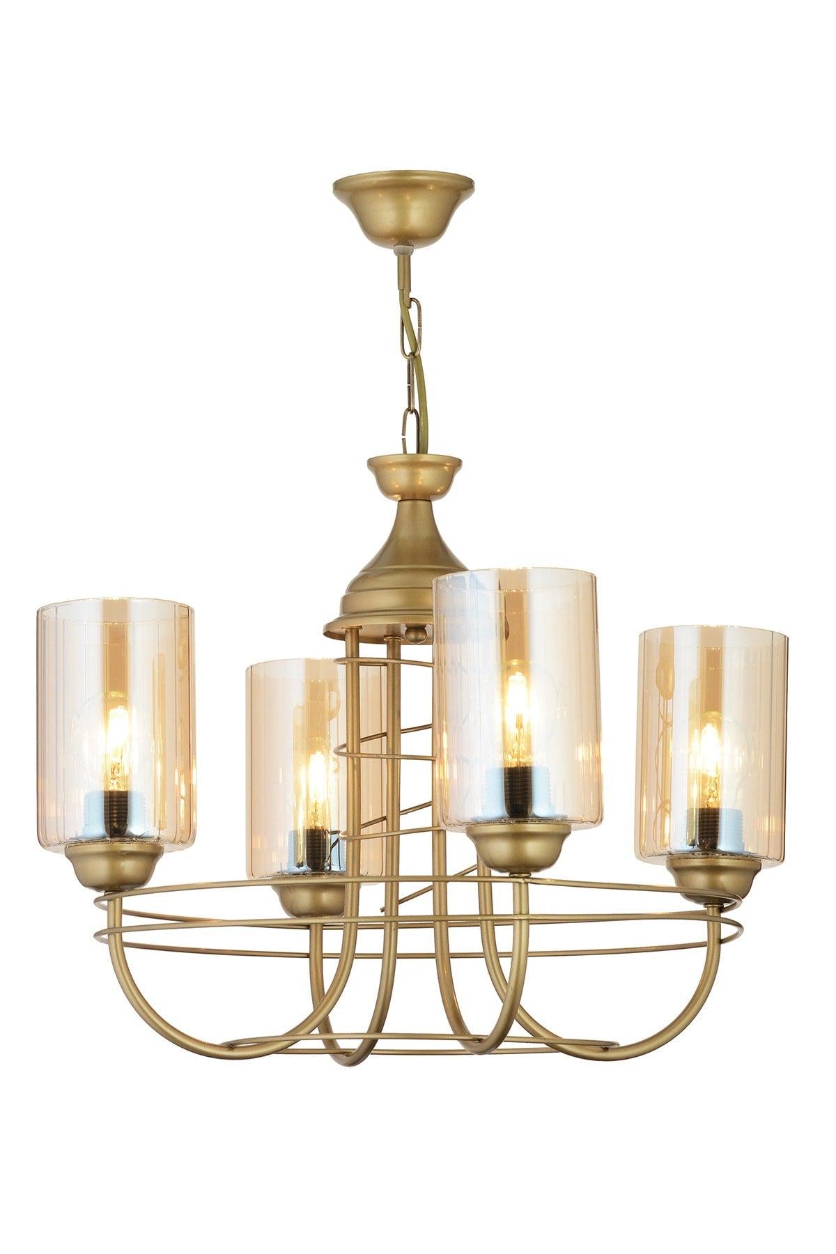 Bolivar 4-Piece Tumbled Cylinder Glass Luxury Upward Facing Chandelier - Swordslife