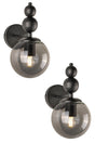 Bolivia 2 Piece Black Case Smoke Glass Wall Sconce - Swordslife