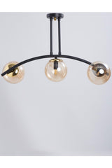 Bow Black 3 Lamp Honey Glass Chandelier - Swordslife