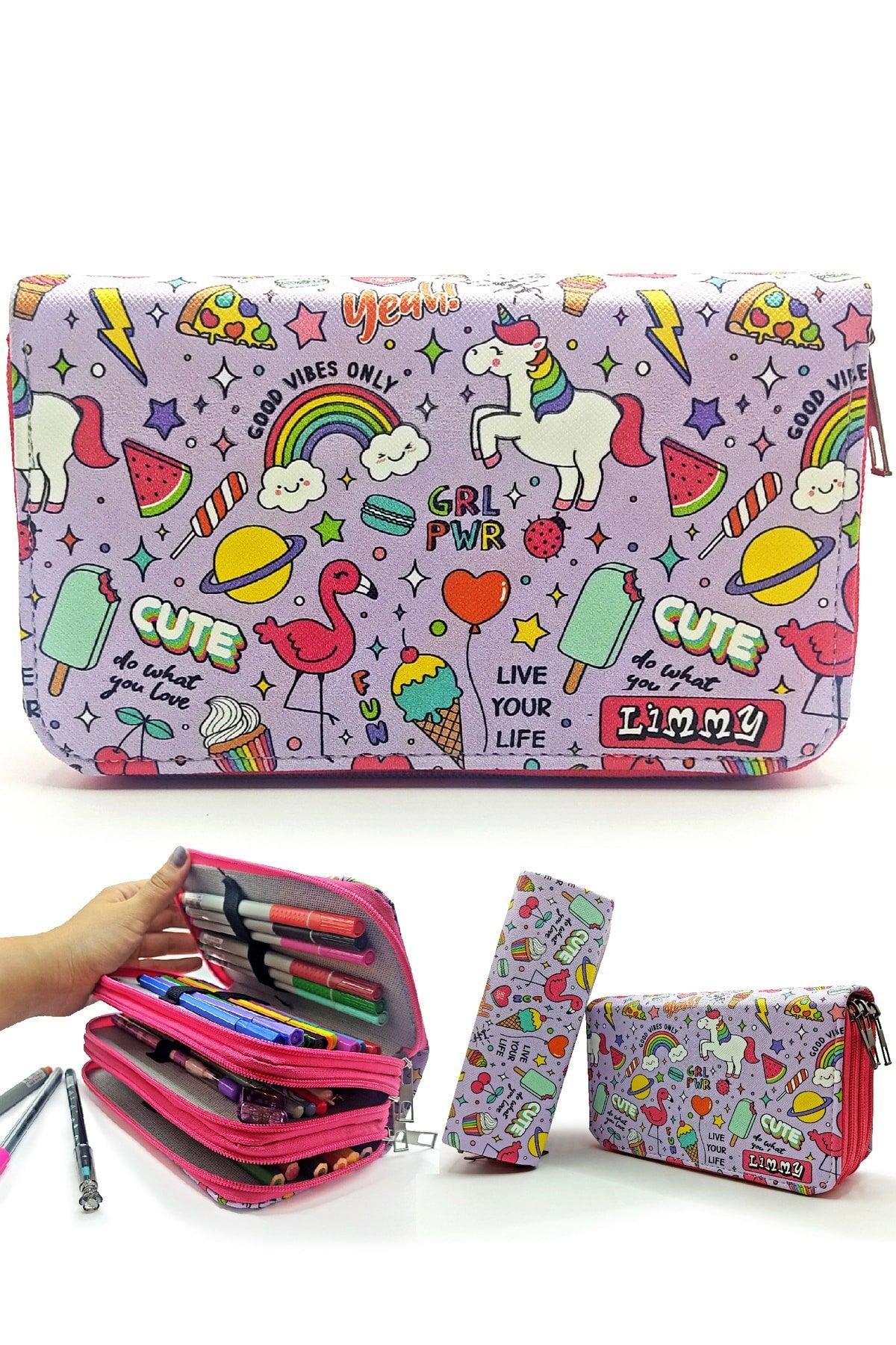 Pencil Case Unicorn-flamingo Patterned Kawai