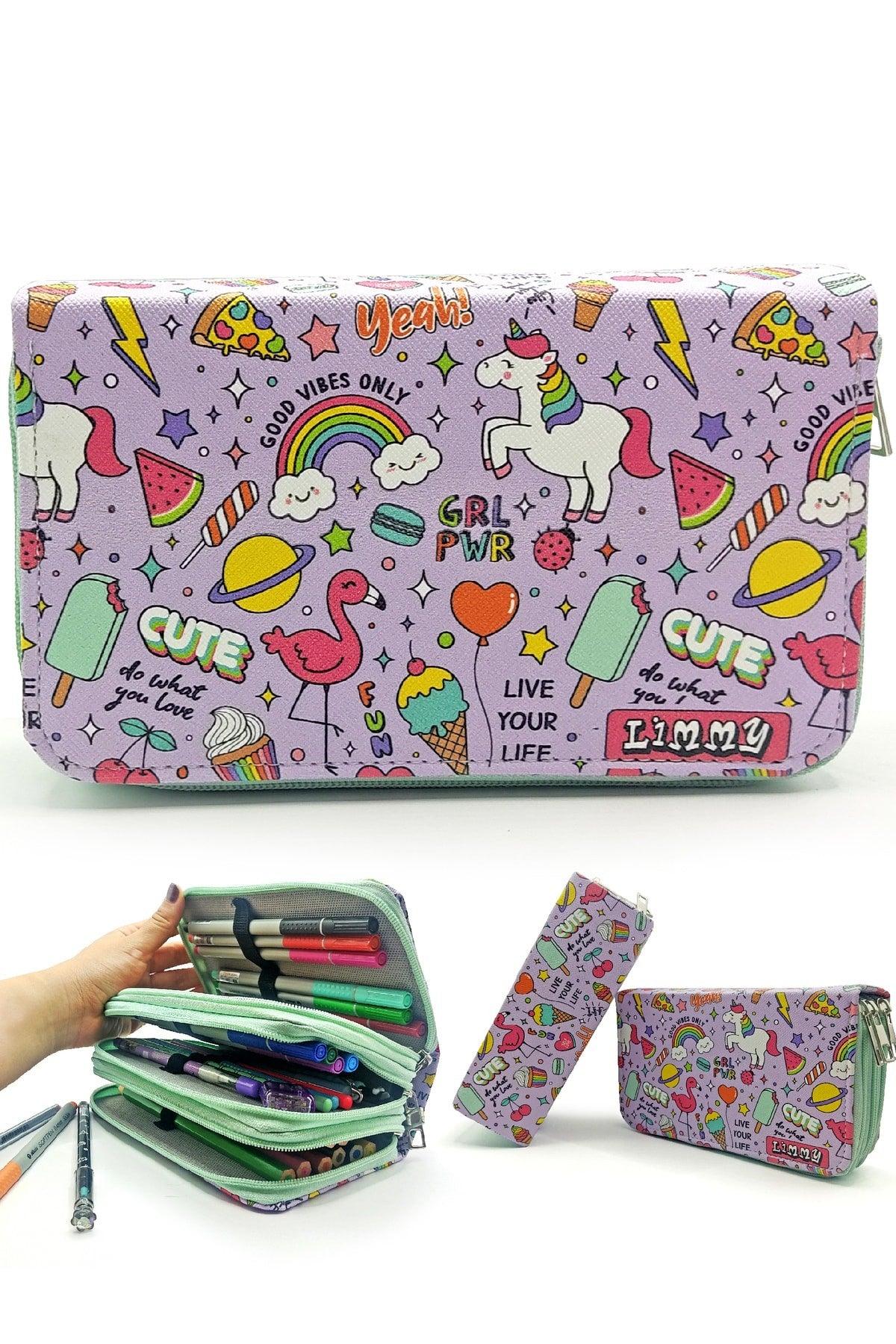 Pencil Case Unicorn-flamingo Patterned Kawai