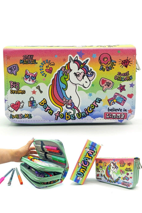 Pencil Case Unicorn Green Cool Style Kawai