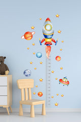 Height Gauge Space Rocket Themed Kids Room Wall Decoration Sticker Set - Swordslife