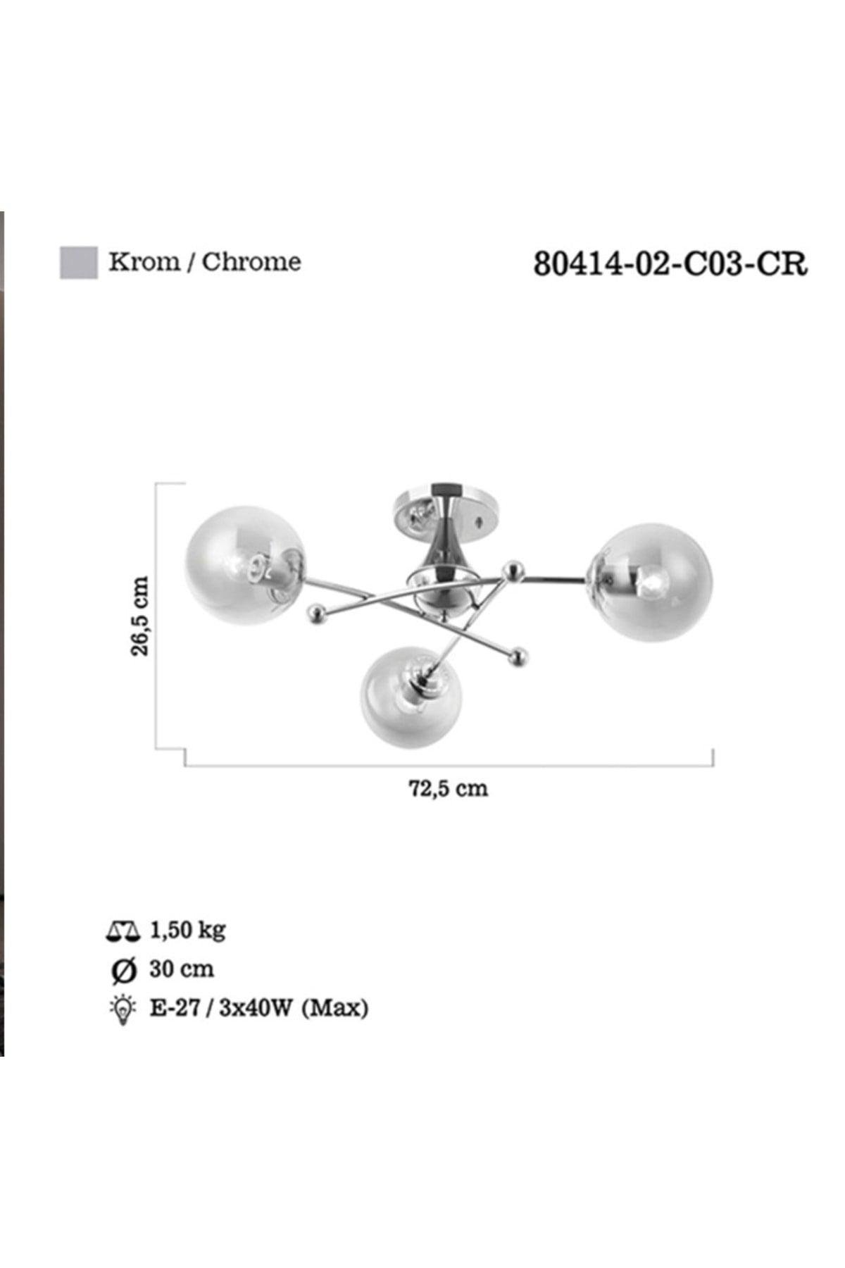 Nefes 3 Lu Chrome Plafonyer 3xe27 - Swordslife