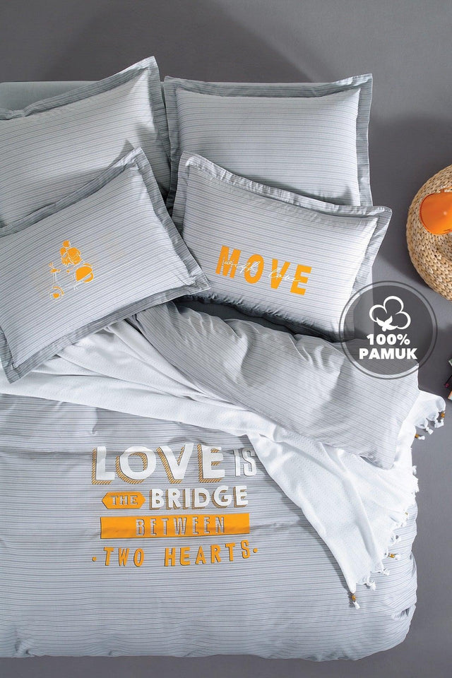 Bridge Valentine's Day Double 5 Piece Duvet Cover Set Gray - Swordslife