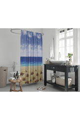 Brown Bathroom Curtain Sea And Sand Landscape Pattern Shower Curtain Single Wing Bathroom Shower Curtain - Swordslife