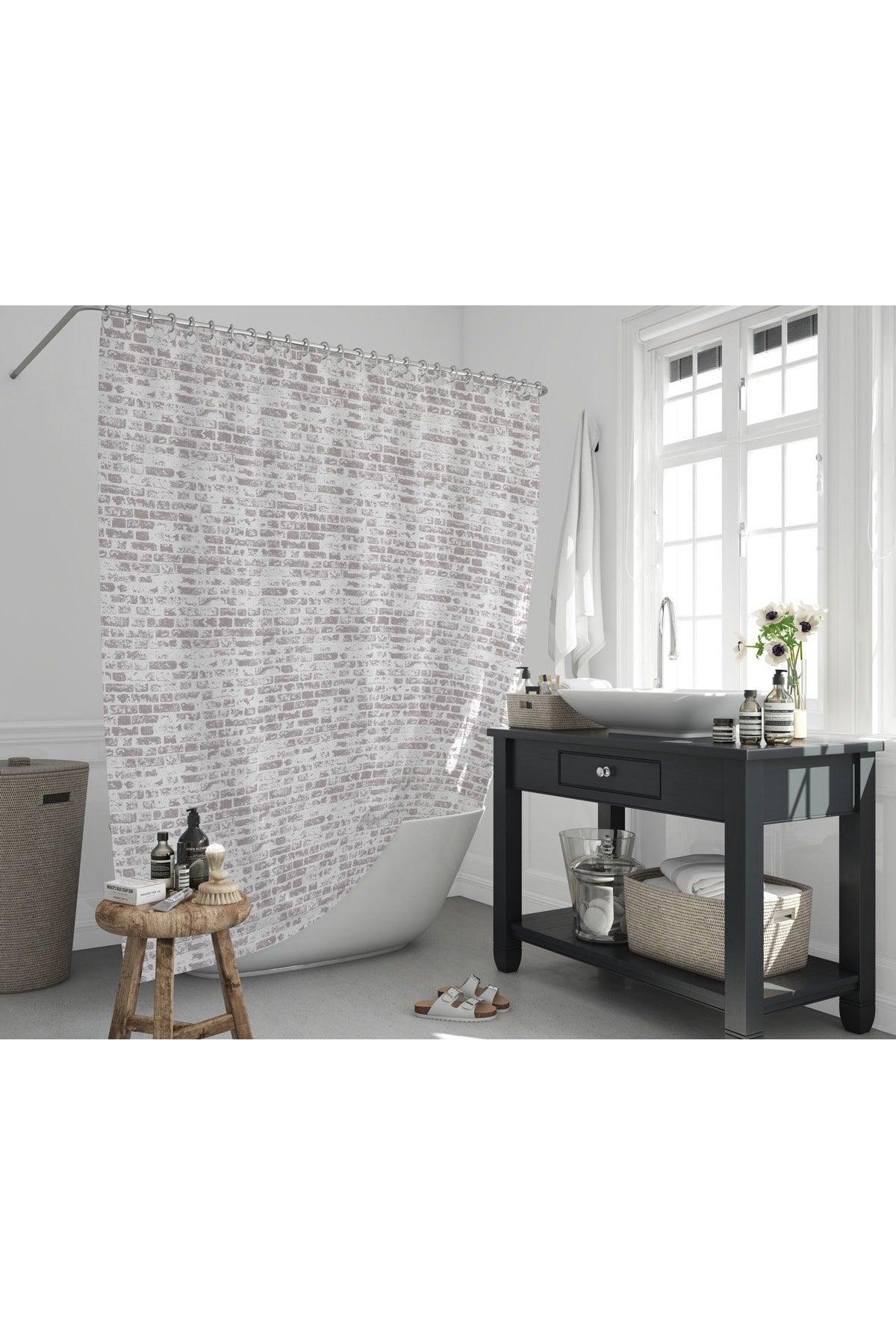 Brown Bathroom Curtain-ring Waterproof Shower Curtain 180x200 C Ring Polyester Fabric Shower Curtain - Swordslife