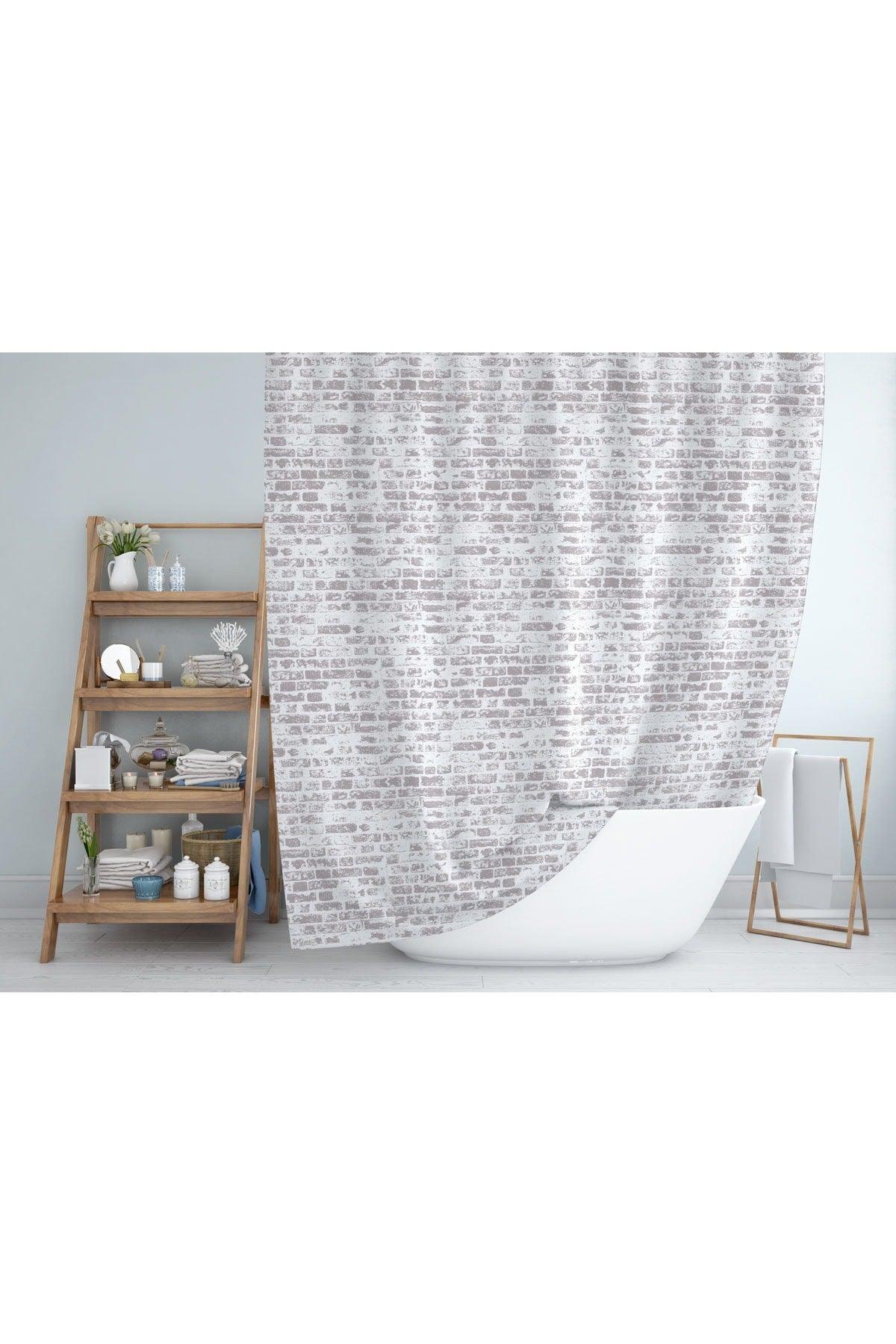 Brown Bathroom Curtain-ring Waterproof Shower Curtain 180x200 C Ring Polyester Fabric Shower Curtain - Swordslife
