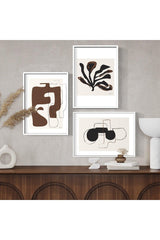 Brown Pattern 3 Piece Unframed Poster Set, Modern And Abstract Painting Poster, Wall Decoration - Swordslife