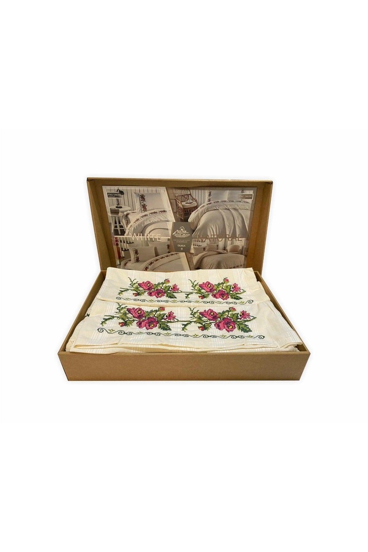 Buldan Work Authentic Sprinkled Embroidery Oversized Boxed Pique Set - Swordslife