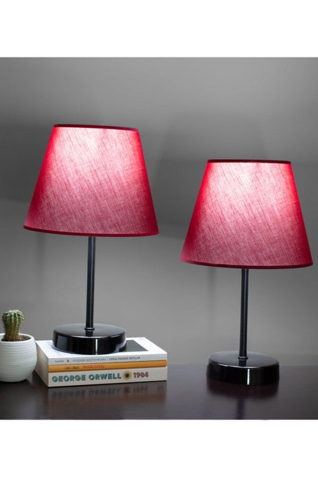 Burgundy Modern Double Bedroom Lampshade Black Standing Table Lamp - Swordslife