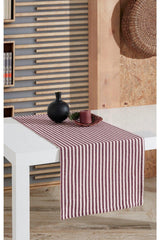 Burgundy Striped Authentic Linen Runner - Swordslife