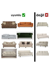 Bürümcük Cotton Sofa Cover Set Elastic Skirted Sofa Cover 3+3+1+1 Standard - Swordslife