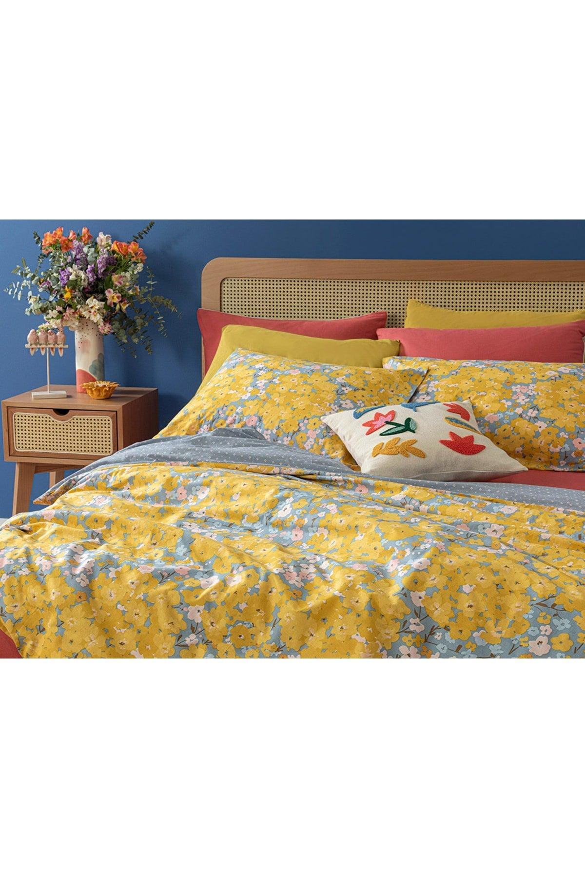 Buttercup Cotton Double Duvet Cover Set 200x220 Cm Yellow - Swordslife