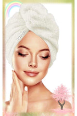 Buttoned 100% Cotton Hair Cap Hair Towel