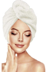 Buttoned 100% Cotton Hair Cap Hair Towel