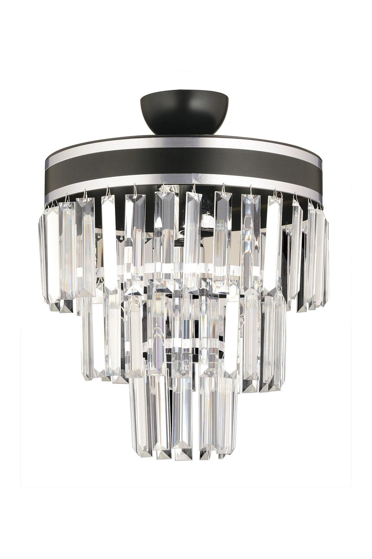 Çağla 3 Piece Black Chrome Gilded 30 Lux Modern Chandelier - Swordslife