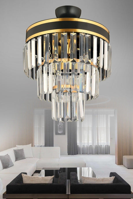 Çağla 3 Piece Black Gold Gilded 30 Lux Modern Chandelier - Swordslife