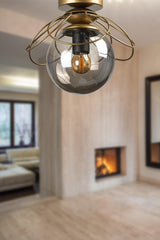 Alaca Ceiling Installation Single Chandelier Tumbled Smoked Glass - Swordslife