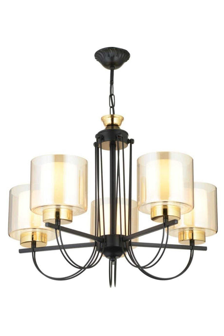 Call 5 Piece Black Double Glass Luxury Upward Facing Chandelier - Swordslife