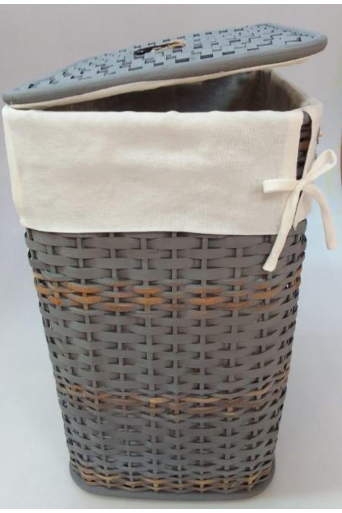 Laundry Basket,dark Gray Bamboo/rattan Heart, Small - Swordslife