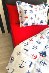 Anchor Sailor Elastic Bed Sheet Single 100% Cotton Duvet Cover Set - Swordslife