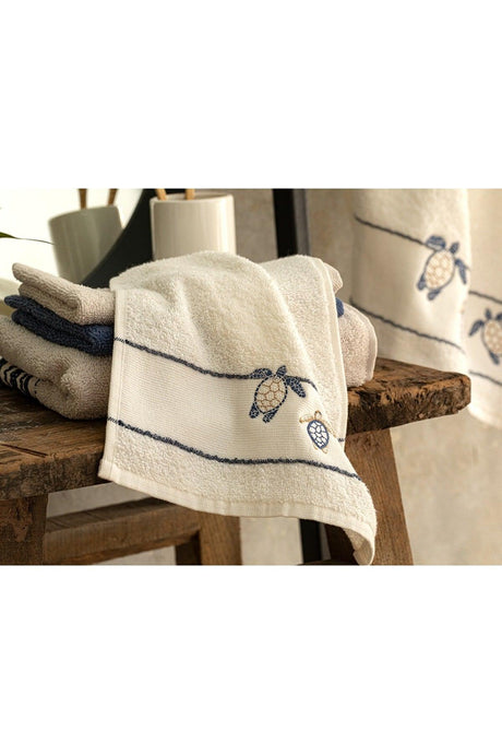 Caretta Cotton Embroidered Hand Towel 30x40 Cm White - Swordslife