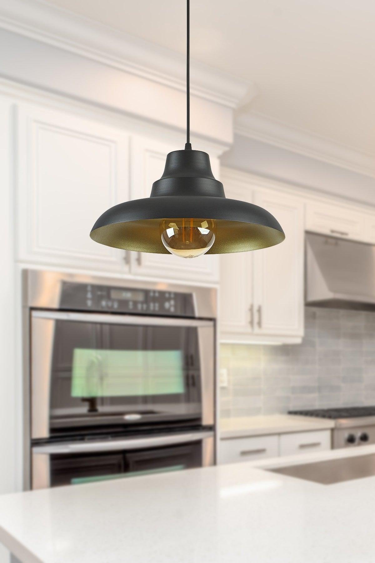 Carmen Special Design (DIA 30 CM)modern Sports Decorative Cafe-kitchen Black Inside Gold Single Pendant Lamp Chandelier - Swordslife