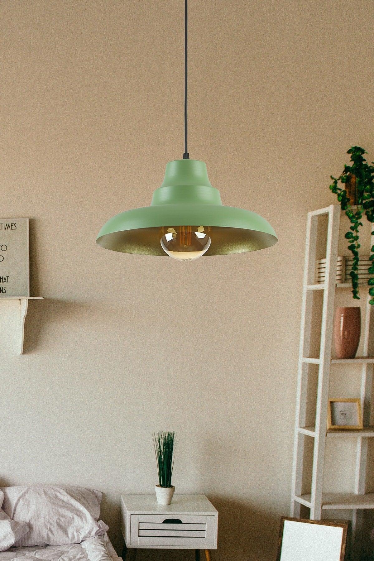 Carmen Special Design (DIA 30 CM)modern Sports Decorative Cafe-kitchen Green Inside Gold Single Pendant Lamp Chandelier - Swordslife