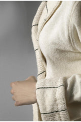 Carmine Robe Cream - Extra Soft, Modern And Special Design 100% Cotton Unisex Salvia Bathrobe - Swordslife