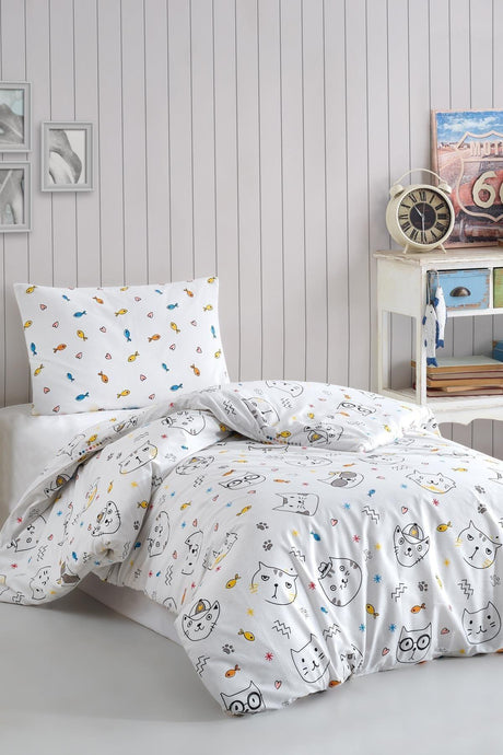 Cat Sheet Elastic Single Duvet Cover Set - Swordslife